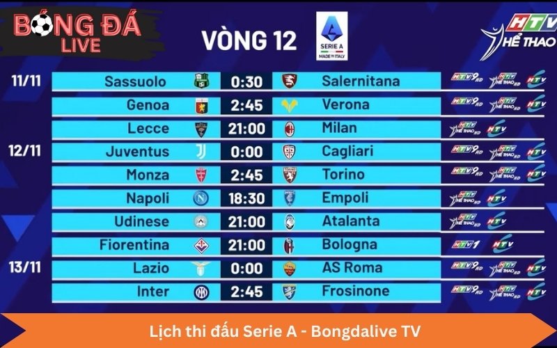 Lịch thi đấu Serie A